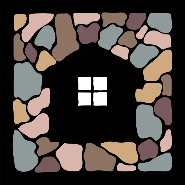 Vector illustration of stone house vector icon illustration