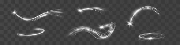 light white wave shine effect,vector glow line sparkle shine. silver wavy effects. - white background horizontal selective focus silver stock illustrations