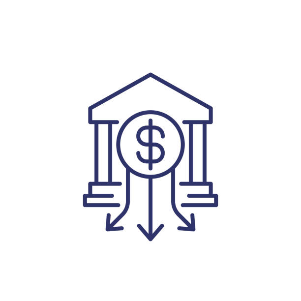 ilustrações, clipart, desenhos animados e ícones de ícone de linha de drenagem de depósitos bancários - federal building currency dollar sign commercial activity