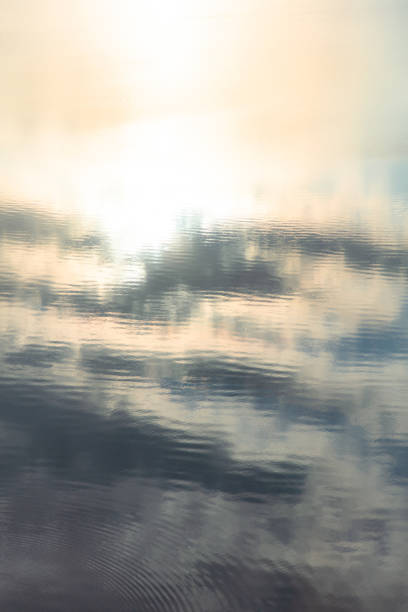 istock Reflection of sky and clouds on water surface. Abstract background 2071090048