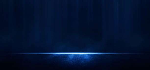 istock Empty scene with blue light. Asphalt blue street with smoke. Empy background. 2071094835