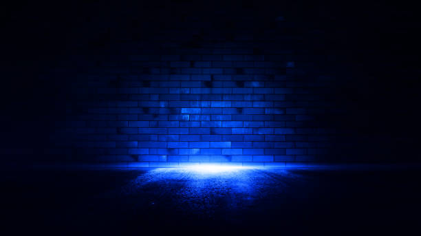 istock Empty scene with blue light. Asphalt blue street with smoke. Empy background. 2071108417