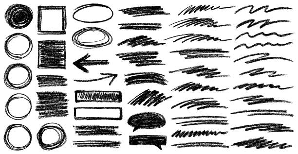 stockillustraties, clipart, cartoons en iconen met grunge design elements - krijttekening