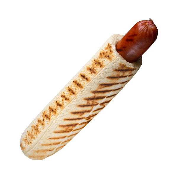 classic french hot dog isolated on white background