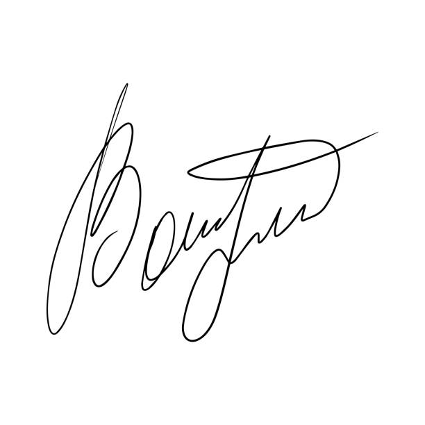 ilustrações de stock, clip art, desenhos animados e ícones de fake autograph samples. hand-drawn signatures, examples of documents - john deer