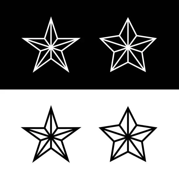 Vector illustration of Star icon. Symbol of the Red Army, military rank on shoulder straps or police.