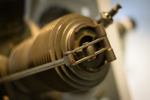 Radial airplane engine piston close-up