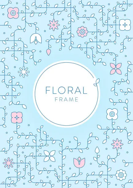 Vector illustration of Abstract Geometric Floral Spring Poster Template Background