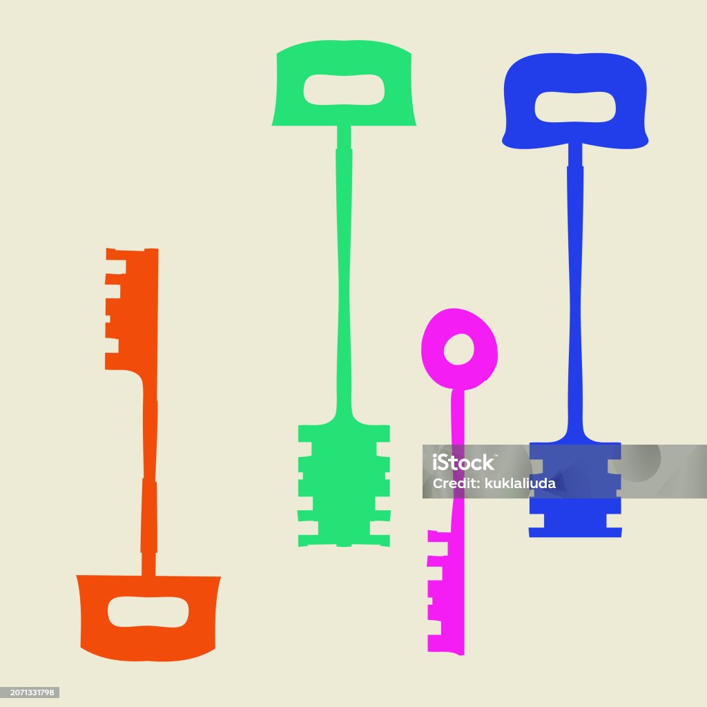 Stylized Colored Keys Iron Spots Hole Stock Illustration - Download ...