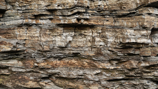 A detailed view of ancient rock strata, revealing the intricate patterns and history etched into the geological layers over millennia