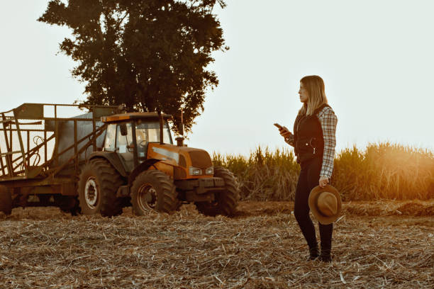 istock Farmer Girl Looking at her crop holding cellphone 2071380497