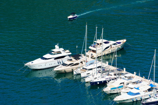 top view of the berth with yachts