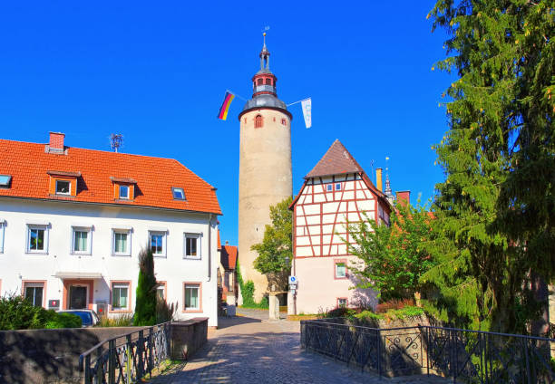 Kurmainz Castle and Turmerstower in Tauberbischofsheim, Germany, north-east of Baden-Wuerttemberg