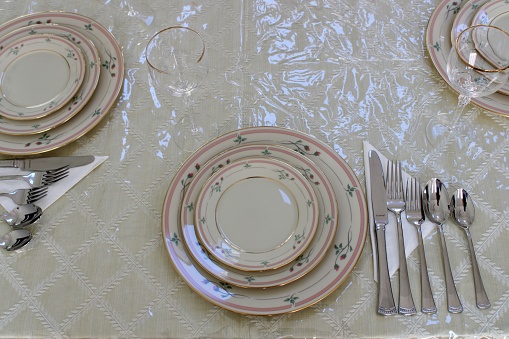 The top down view of a place setting.