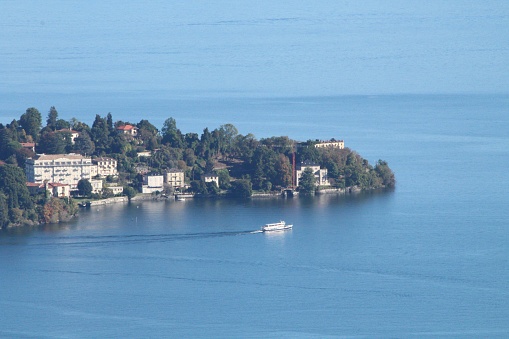 The St. George Church in Mandello del Lario, a tourist destination on Como Lake. Lecco Province. Italy.