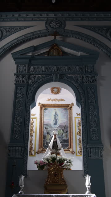 Beautiful Andalusian altar with a figure of a Virgin in a small hermitage