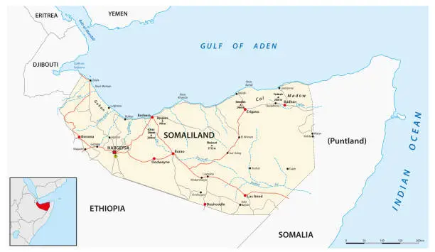 Vector illustration of Vector road map of the de facto state of Somaliland