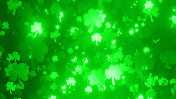 istock St Patricks Day Ireland Green Falling Shiny Shamrocks Lights Background 2071678009