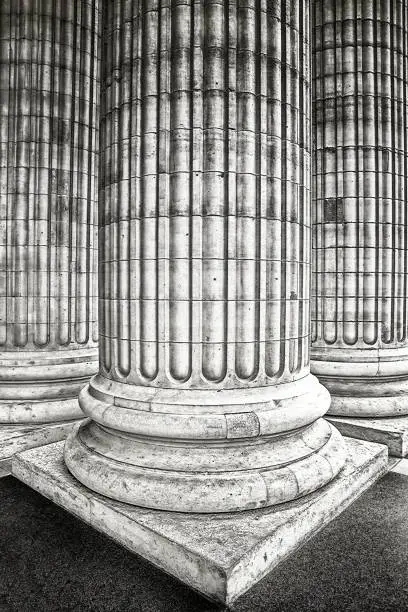 Photo of Classical columns at the front of the pantheon in Paris