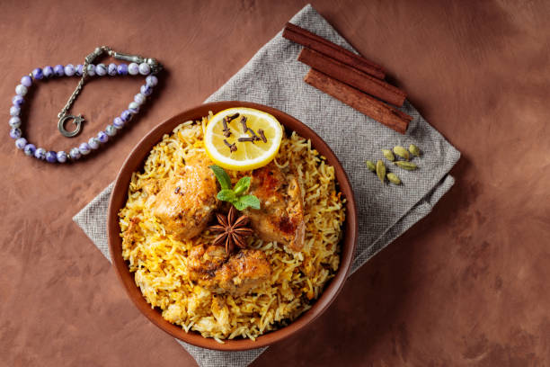 istock Halal Chicken Biryani for Ramadan Iftar, Top View 2071740835