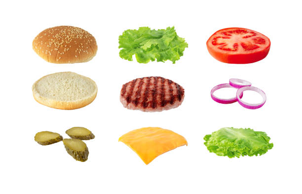 istock Burger or hamburger sandwich ingredients isolated on white. 2071749061