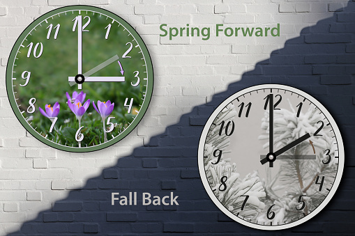 Transition of time, the change to daylight saving time, the shift to summer or winter time, move the hands between 2 a.m. and 3 a.m.