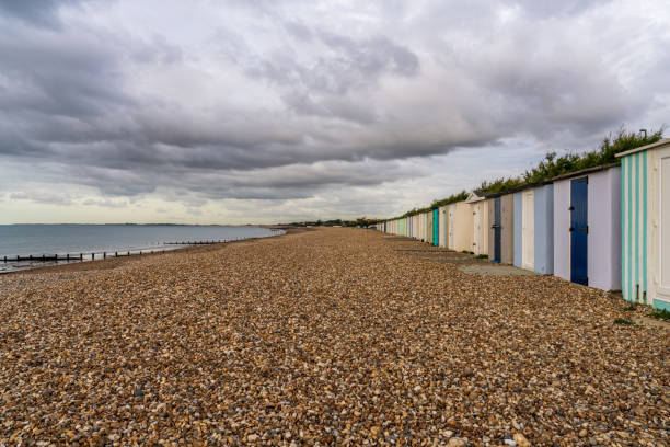 Bognor Regis, West Sussex, England, UK - October 03, 2022: Beach Huts on the beach