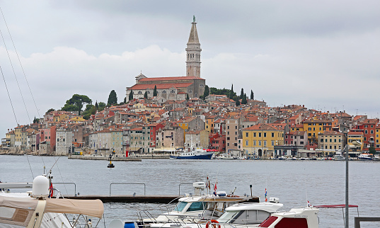 Rovinj, Croatia - October 15, 2014: Church Tower at of Picturesque Town Istria Travel.