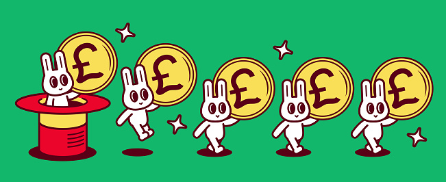 Animal Characters Vector Art Illustration
A group of cute rabbits, each carrying a big money coin, kept popping out of a magic hat and walking in a straight line.