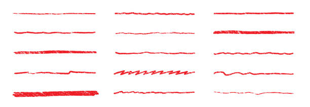 istock Line underline red crayon brush pencil pen marker paint stroke. Line red brush crayon highlight underline strike color through drawn strikethrough handwritten emphasis squiggle vector swoosh 2071940508