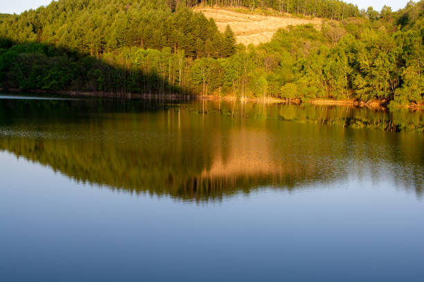 Lake at dusk on a clear spring sky