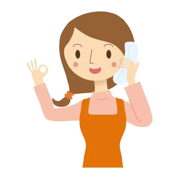 Vector illustration of Illustration of a woman wearing an apron