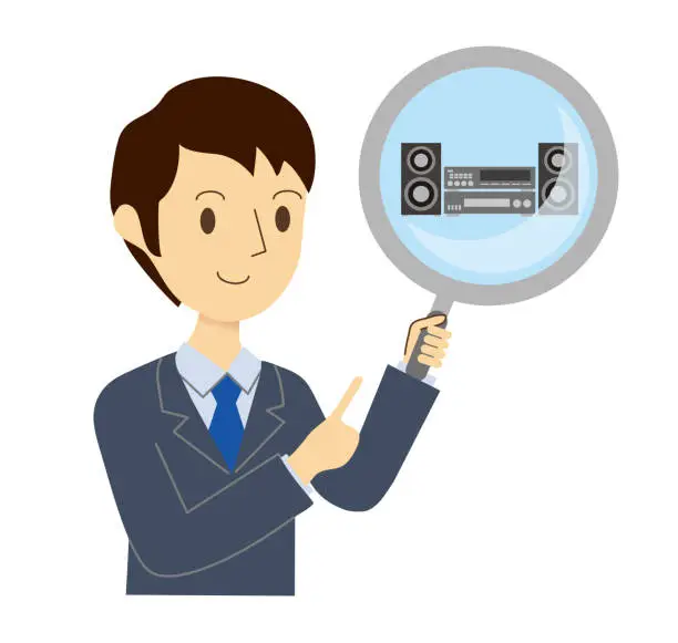 Vector illustration of Illustration of a businessman assessing a household appliance