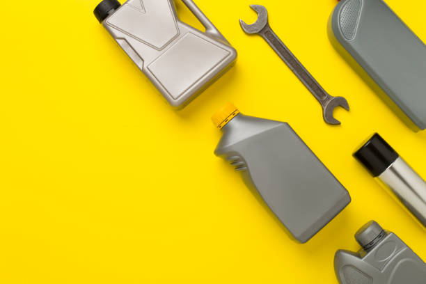 istock Car tools and accessories on color background, top view 2072070360