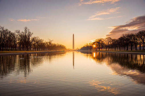 Vibrant sunrise over the National Mall, Washington DC