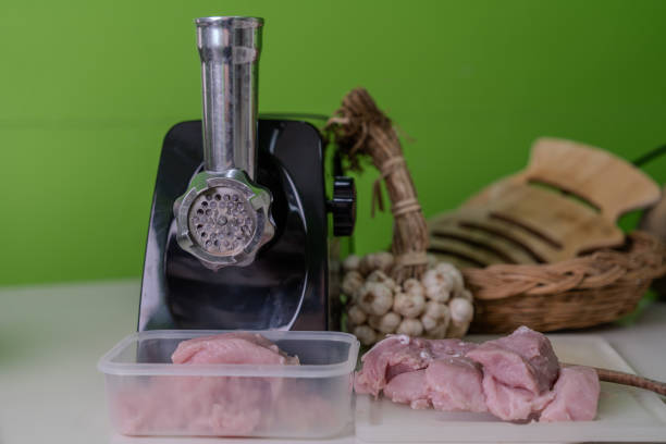 Electric grinder meat machine, Household items in the kitchen.