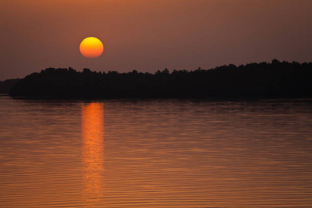 Sunset on the water in The Gambia
