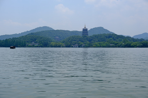 Leifeng Pagoda and west lake landscape in Hangzhou, Zhejiang, China