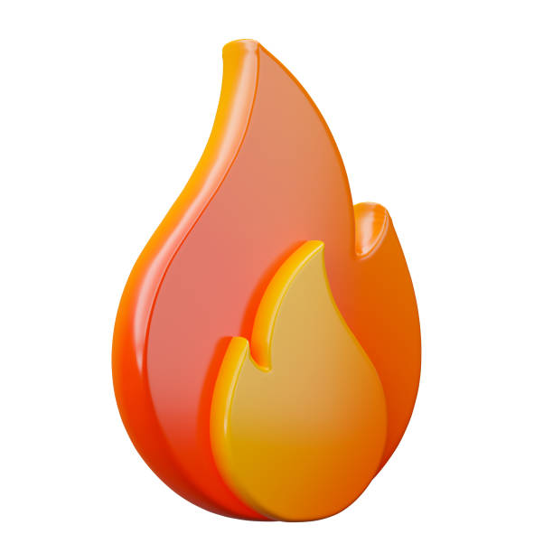 3d fire icon isolated on white