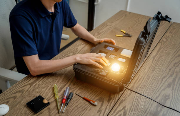 istock A technician works with a demo kit of the smart home system 2072407779