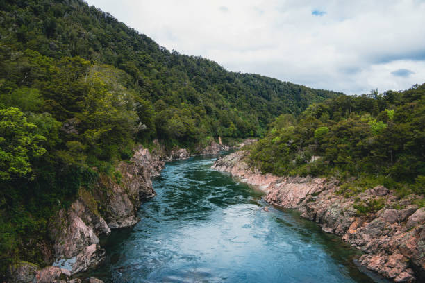 Witness the exhilarating Buller Gorge River in the South Island of New Zealand, an iconic river surrounded by breathtaking natural scenery.