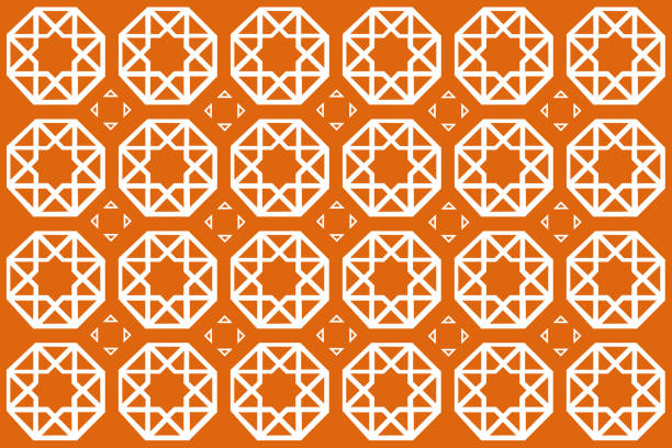 White big star on the octagon style Seamless geometric pattern: white big star on the octagon style octagon house stock illustrations