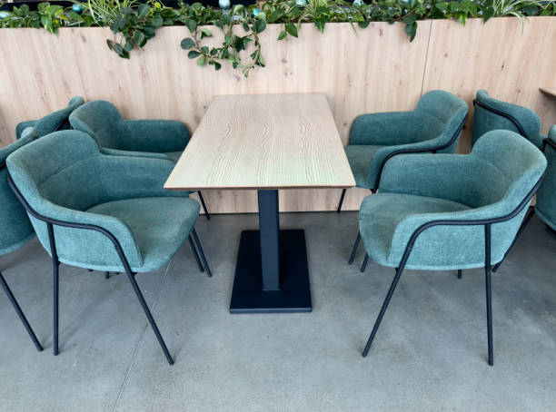 istock Tables and chairs in a cafe 2072589480