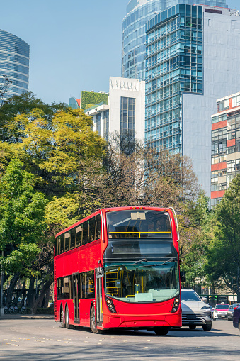 double decker bus on the street. Turibus from Mexico City, CDMX, Mexico