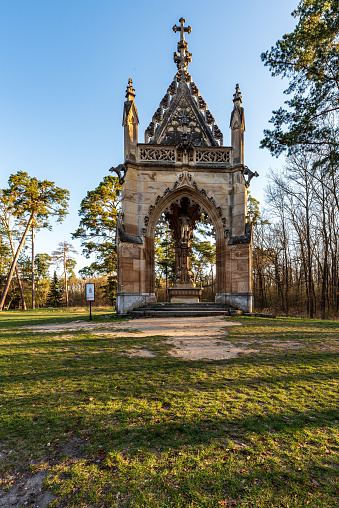 Kaple sv. Huberta chapel in Lednicko-valticky areal in Czech republic during springtime morning