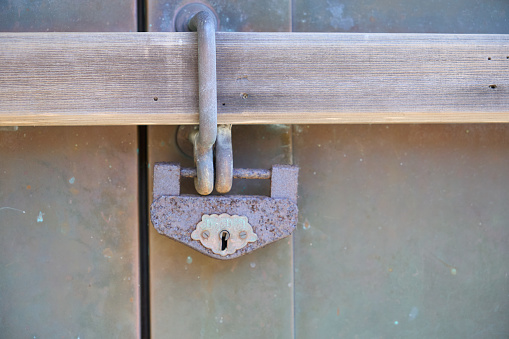 Close-up of bolt and lock.