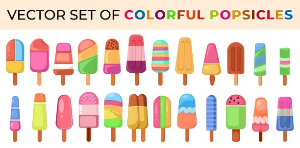 Vector illustration of set of colorful popsicle illustrations