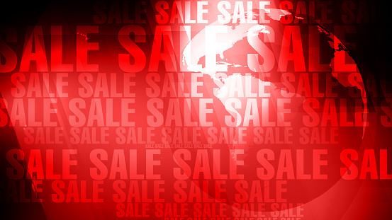 Sale background with world globe creative and bold sale text on red backdrop