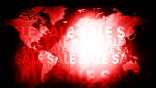 istock Discount sale creative red text on bold sale background with world map as backdrop 2072697945