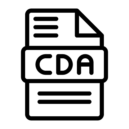 Cda file type icons. Audio extension icon outline design. Vector Illustrations.